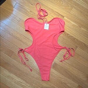 🆕- Riot Swim Neon Pink Cutout One-Piece Swimsuit